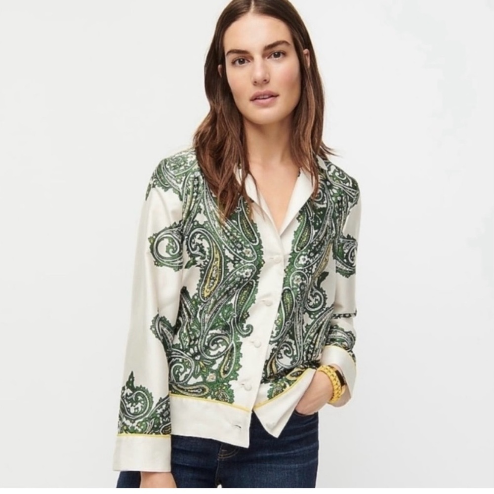 J. Crew Drapey Paisley Buttonup Blouse